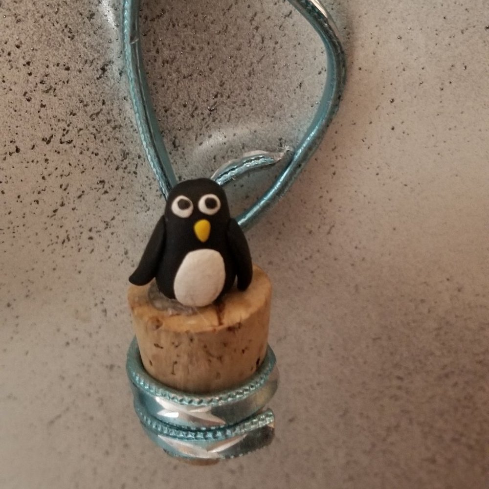 Blue Penguin OOAK Necklace Handmade Gift Present